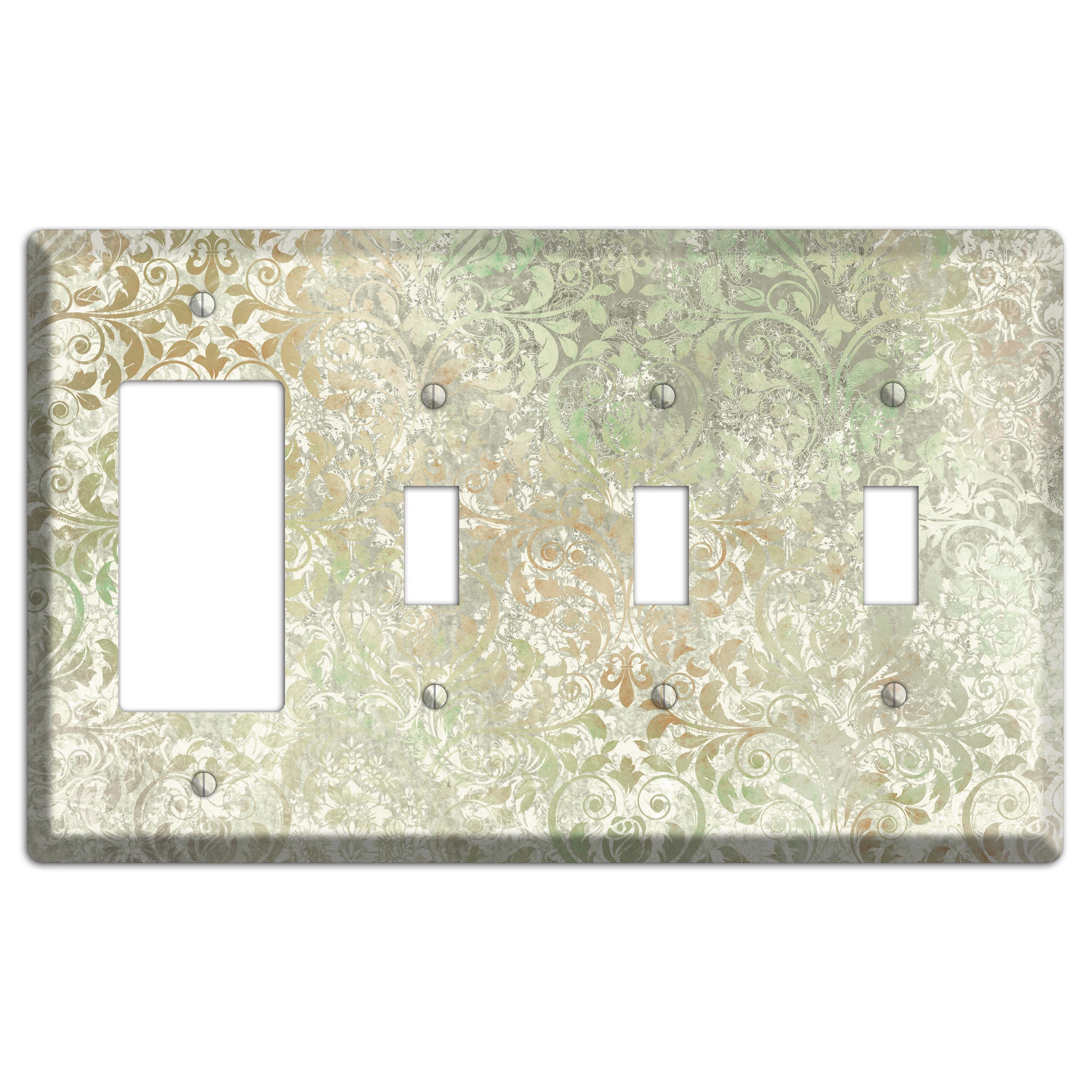 Tana Whimsical Damask Rocker / 3 Toggle Wallplate