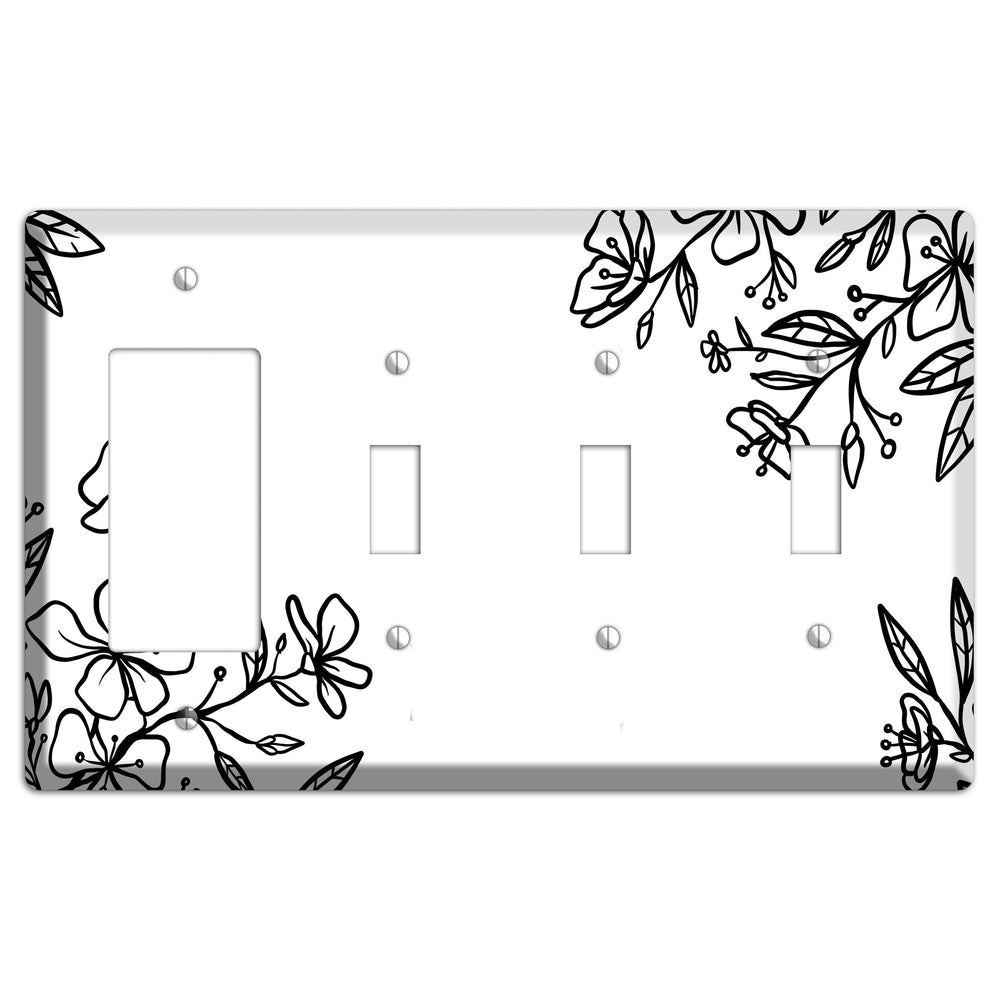 Hand-Drawn Floral 18 Rocker / 3 Toggle Wallplate