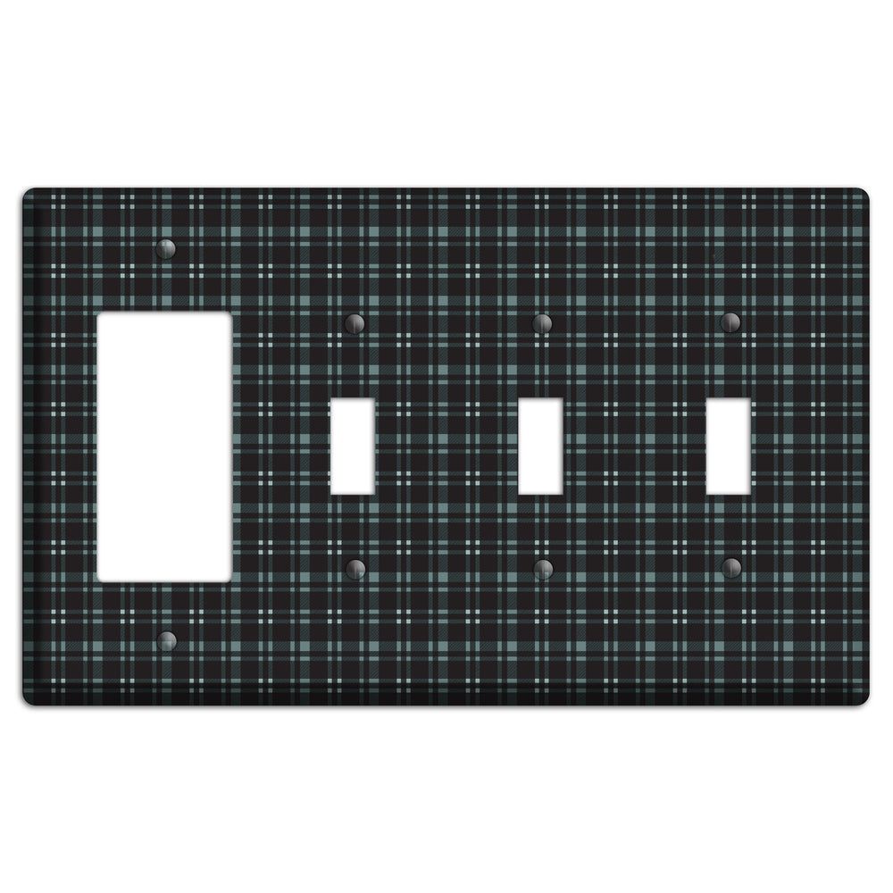 Black Plaid Rocker / 3 Toggle Wallplate
