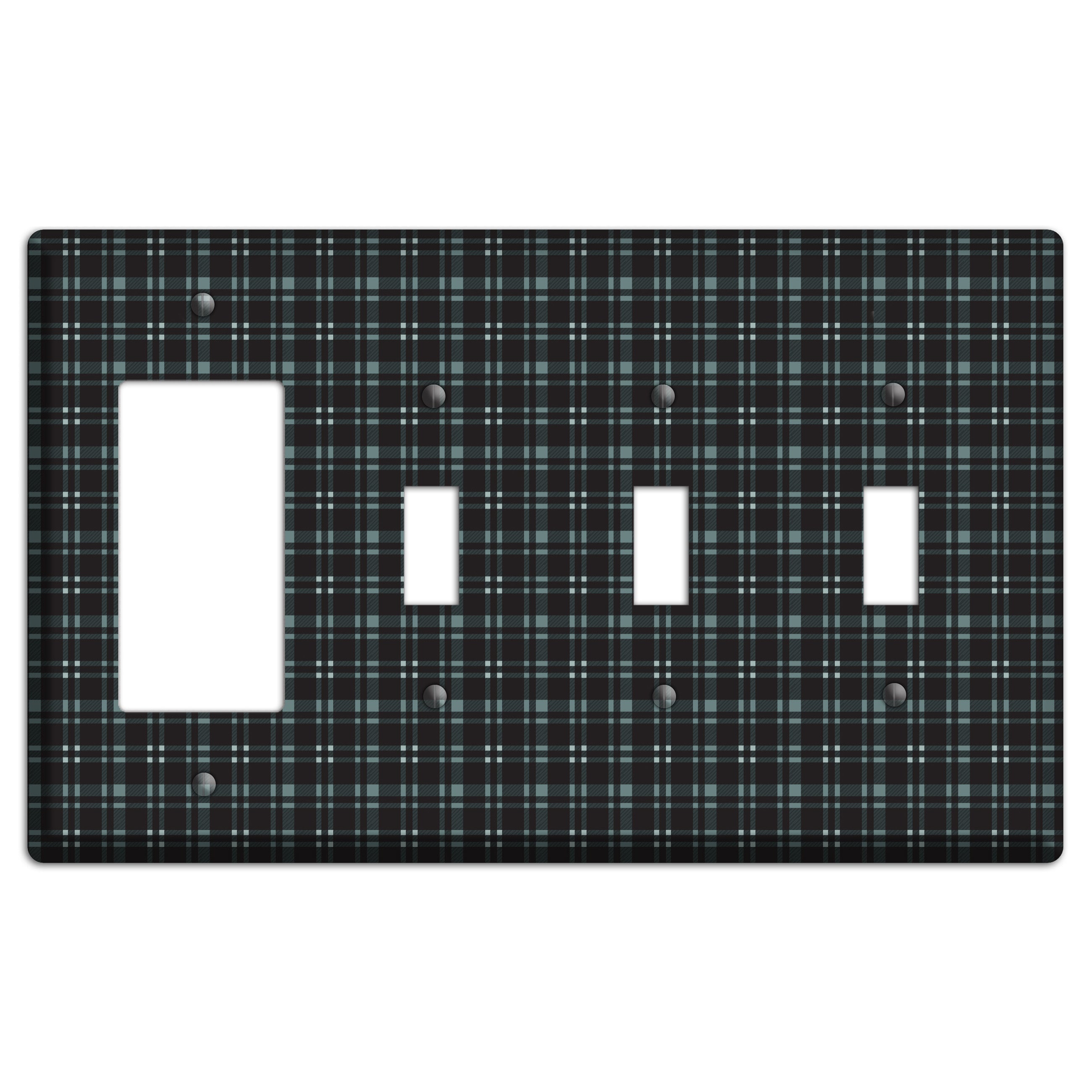 Black Plaid Rocker / 3 Toggle Wallplate
