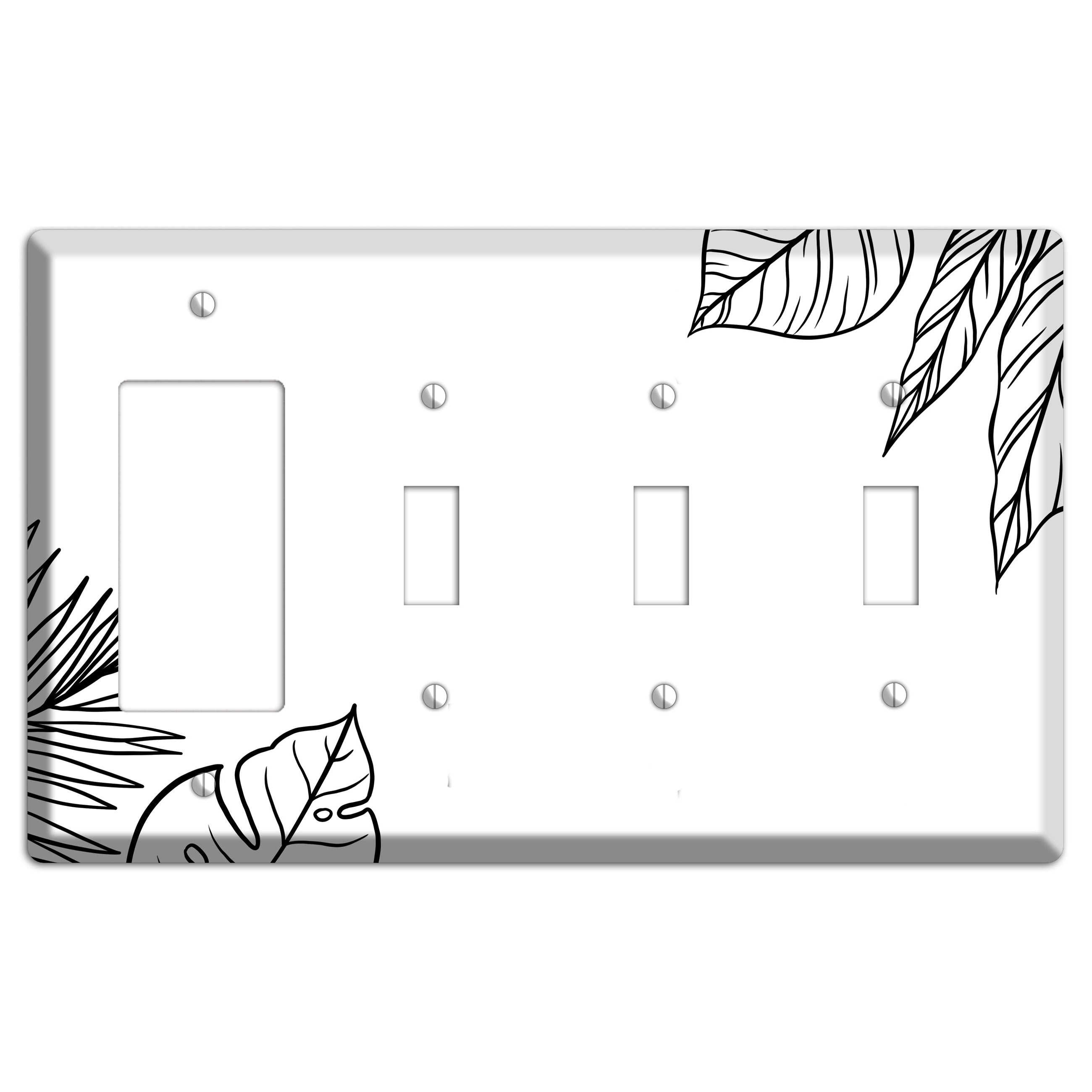 Hand-Drawn Leaves 2 Rocker / 3 Toggle Wallplate