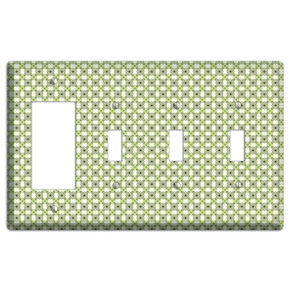 Multi Green Overlain Foulard Rocker / 3 Toggle Wallplate