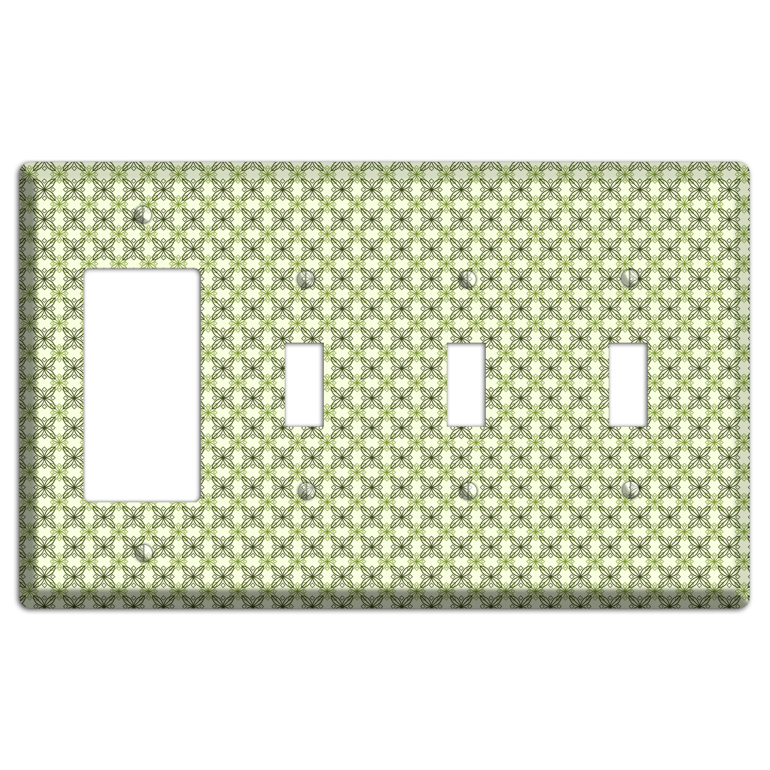 Multi Green Overlain Foulard Rocker / 3 Toggle Wallplate
