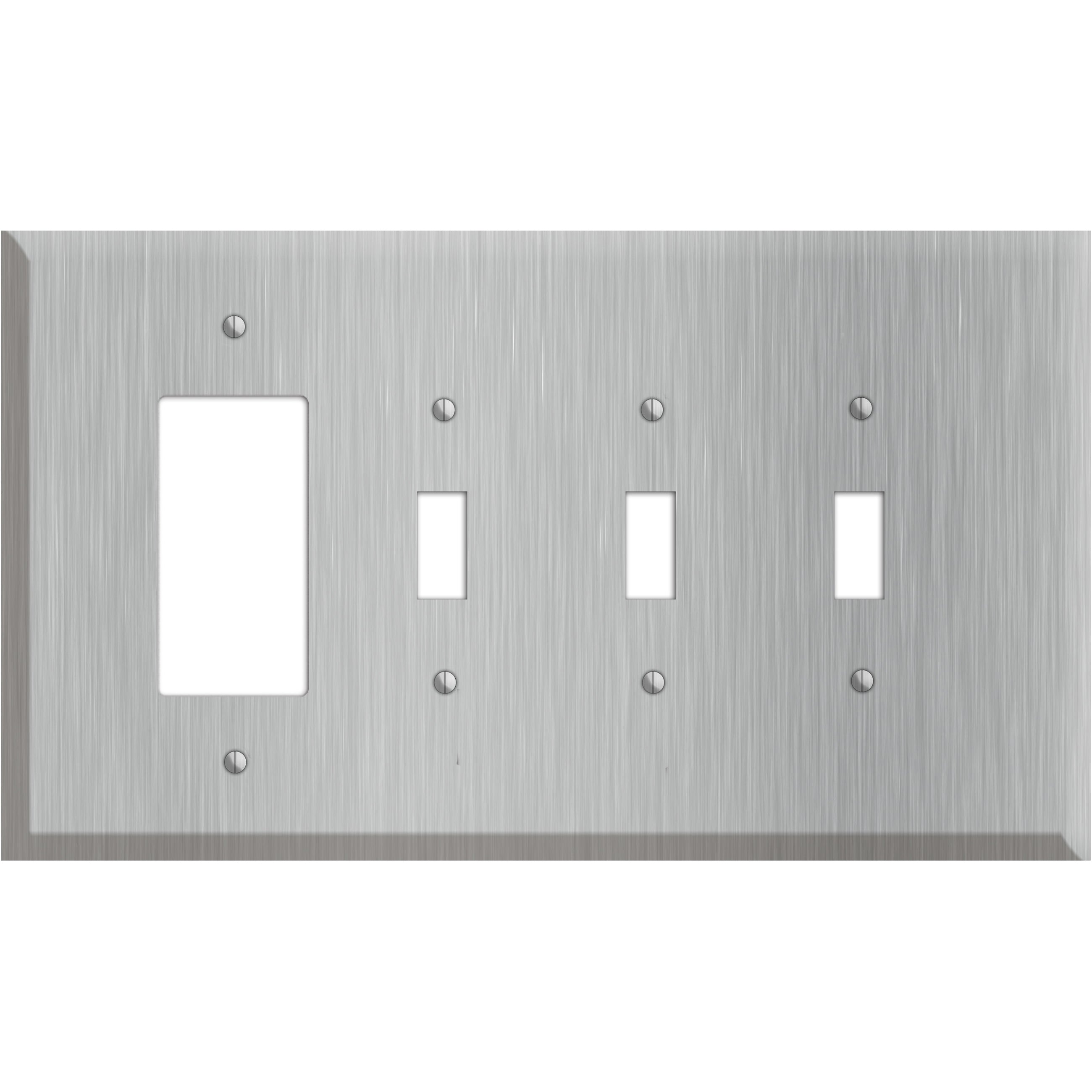 Oversized Discontinued Stainless Steel Rocker / 3 Toggle Wallplate