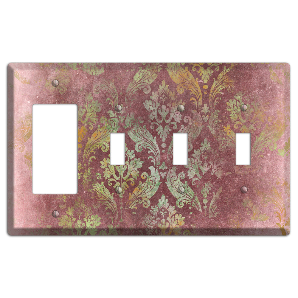 Roman Coffee Whimsical Damask Rocker / 3 Toggle Wallplate
