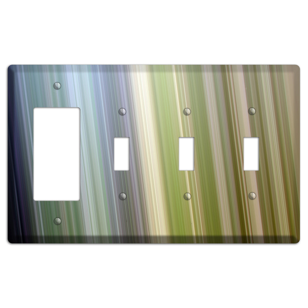 Purple and Green Ray of Light Rocker / 3 Toggle Wallplate