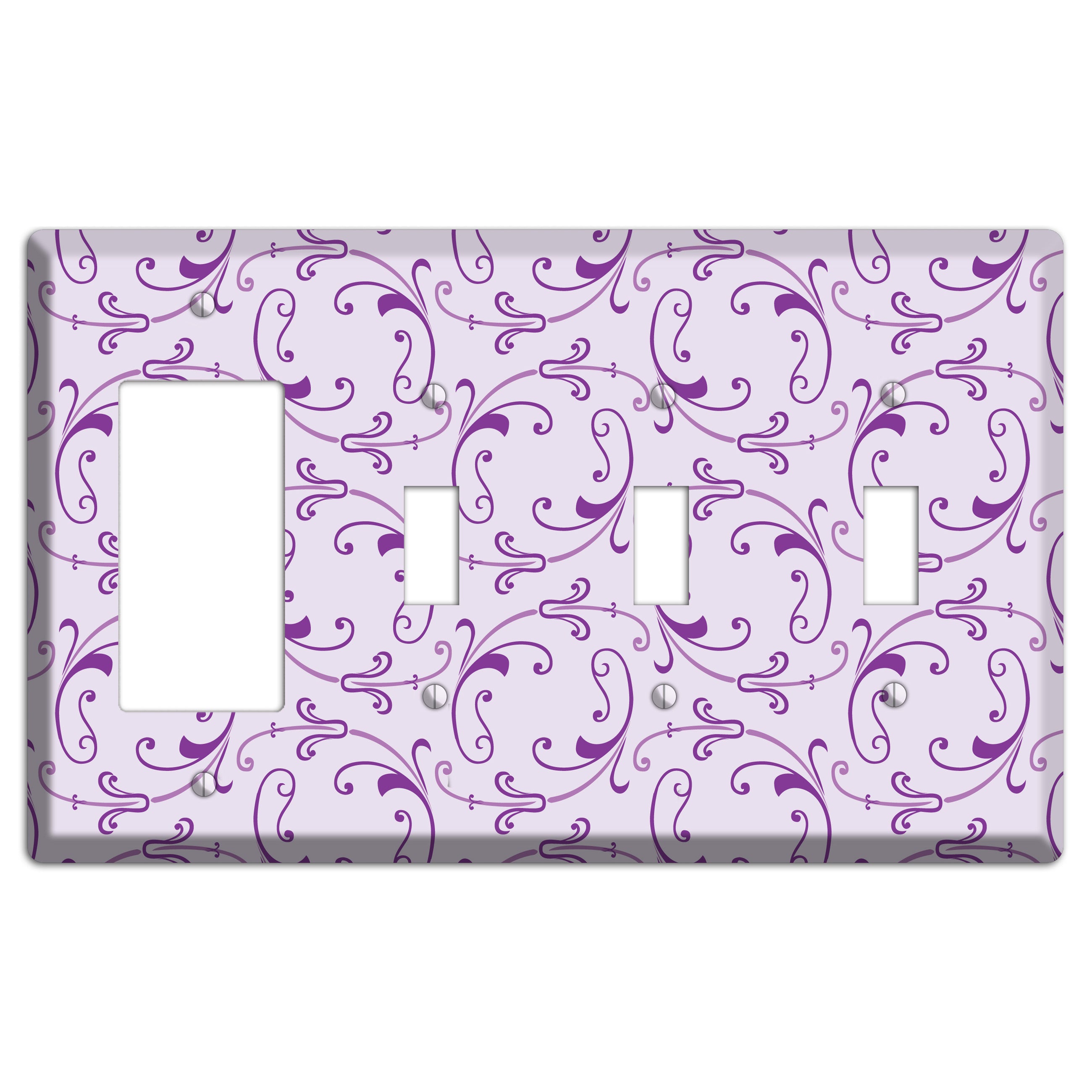 Lilac Victorian Sprig Rocker / 3 Toggle Wallplate