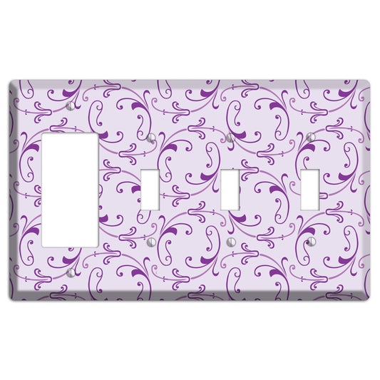 Lilac Victorian Sprig Rocker / 3 Toggle Wallplate