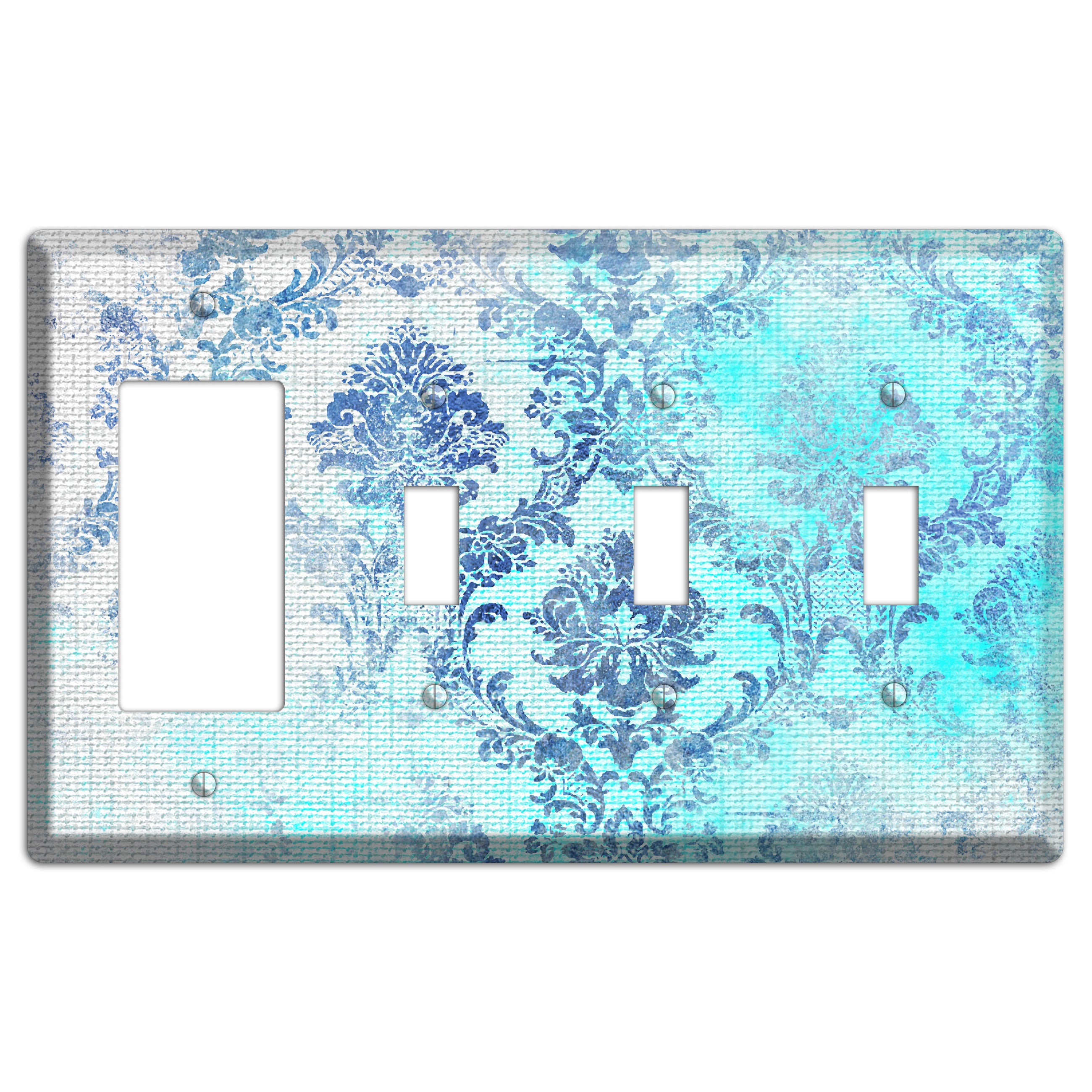 Ice Cold Whimsical Damask Rocker / 3 Toggle Wallplate