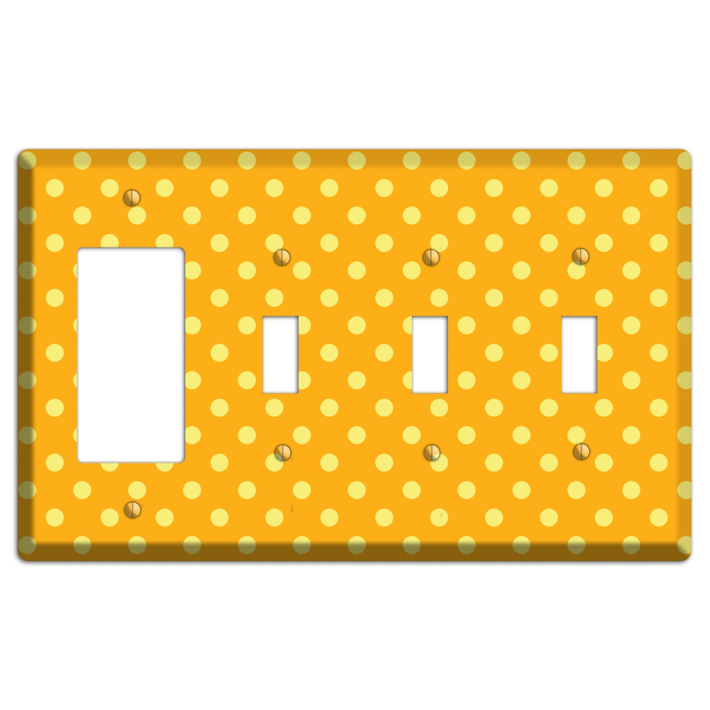 Orange and Yellow Polka Dot Rocker / 3 Toggle Wallplate