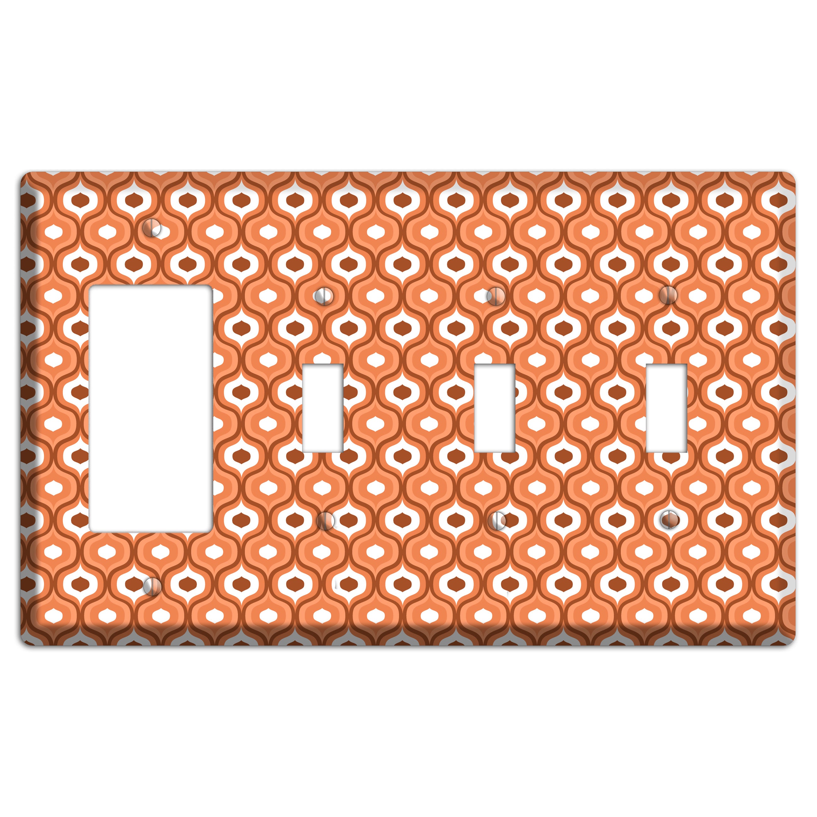 Orange and Red Double Scallop Rocker / 3 Toggle Wallplate
