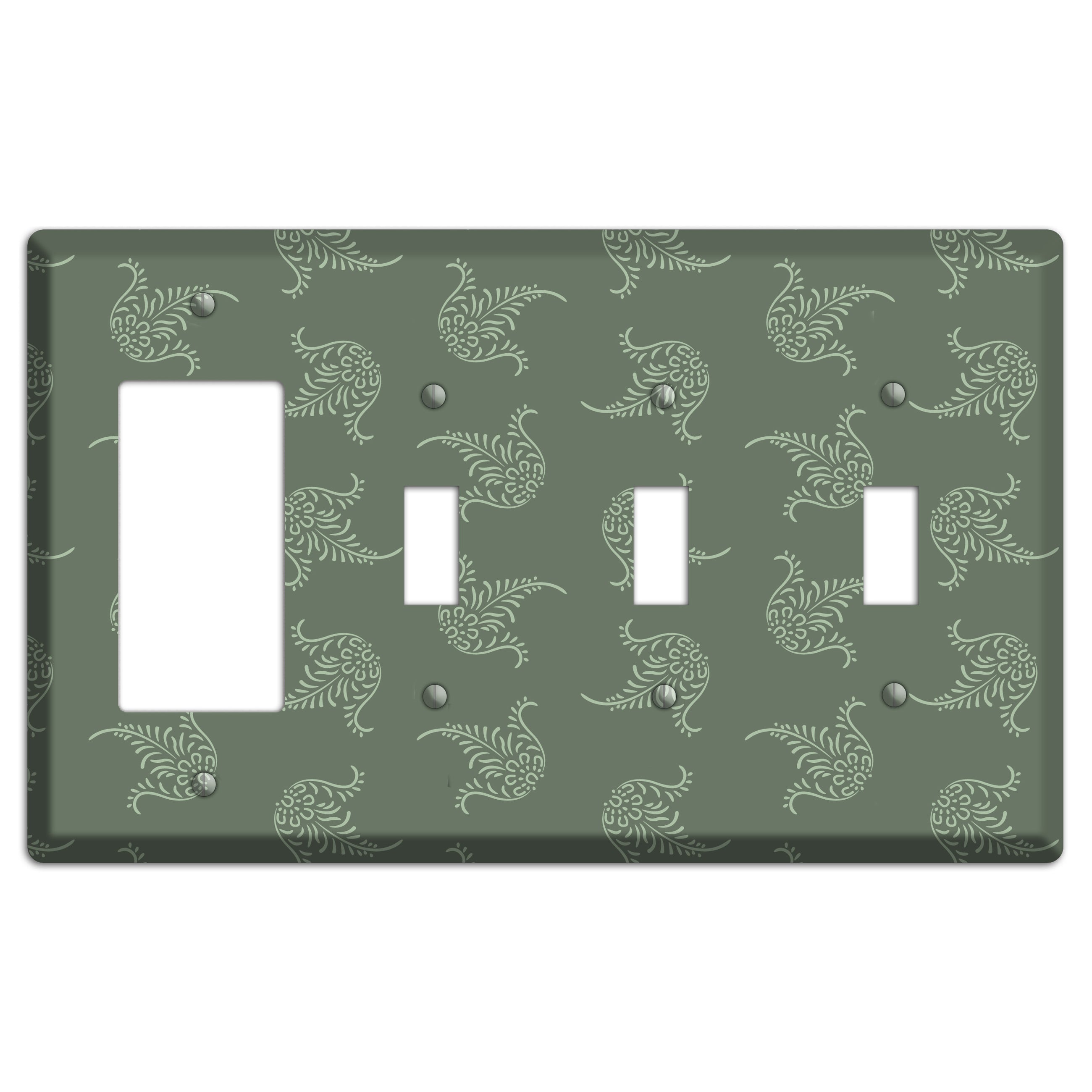 Moss Trefoil Cartouche Rocker / 3 Toggle Wallplate