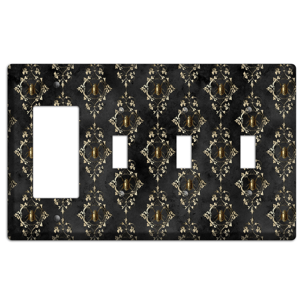 Edgar Allen Poe Beetle Rocker / 3 Toggle Wallplate