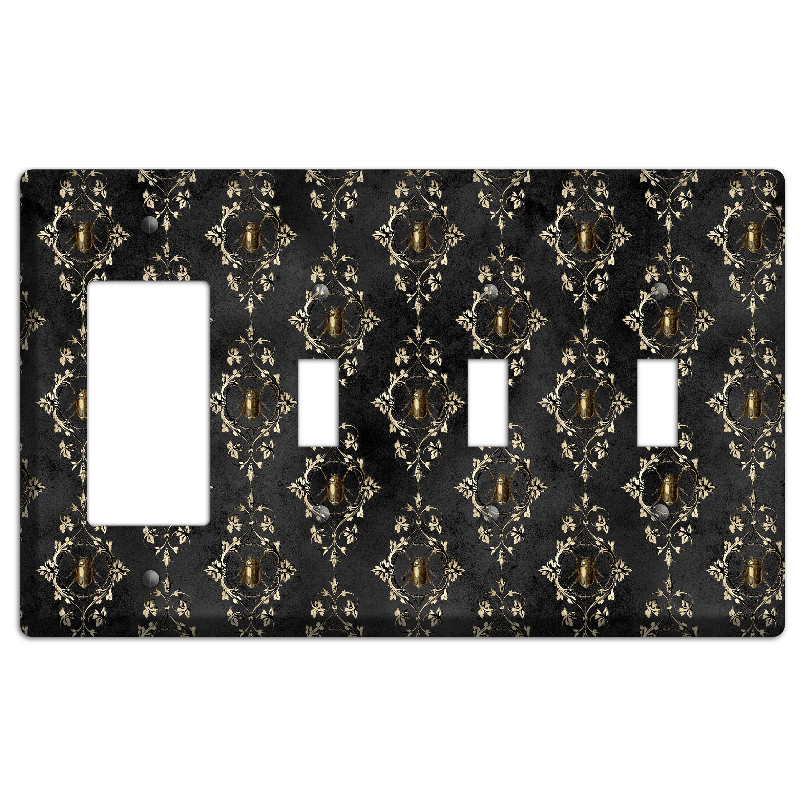 Edgar Allen Poe Beetle Rocker / 3 Toggle Wallplate