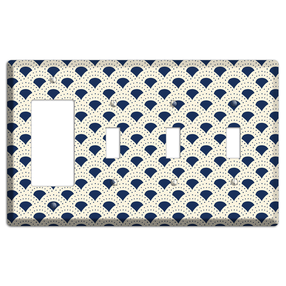 Navy Confetti Fan Rocker / 3 Toggle Wallplate