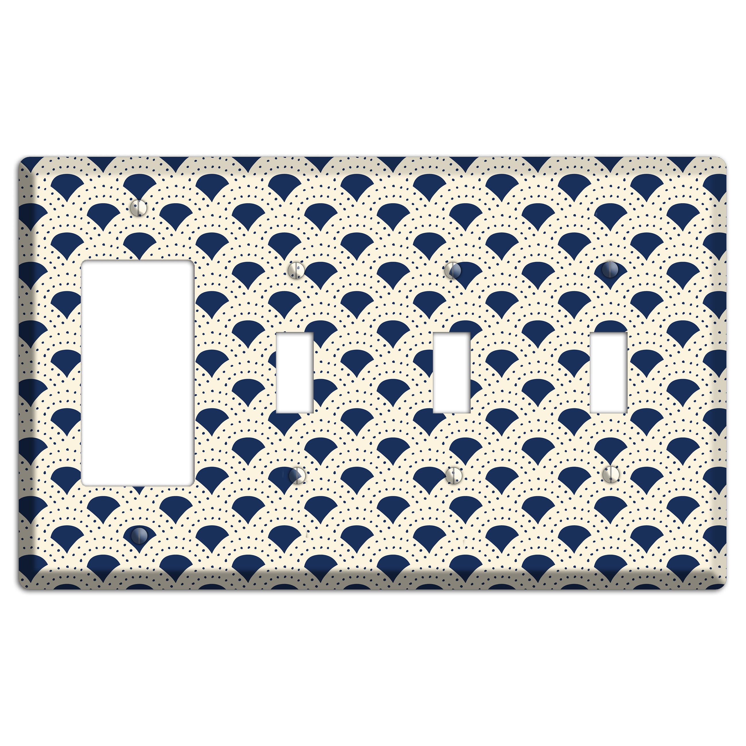 Navy Confetti Fan Rocker / 3 Toggle Wallplate