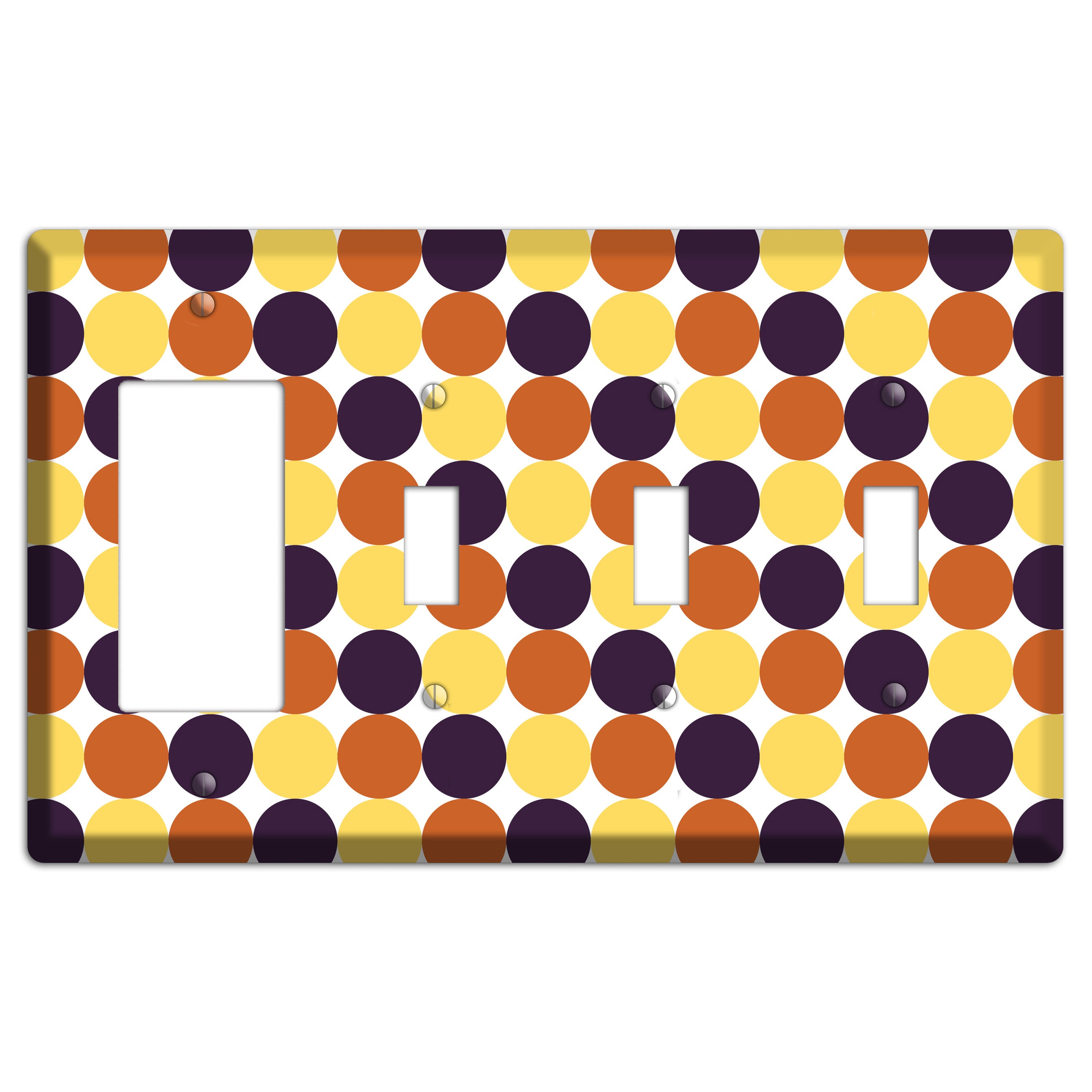 Yellow Umber Black Dots Rocker / 3 Toggle Wallplate