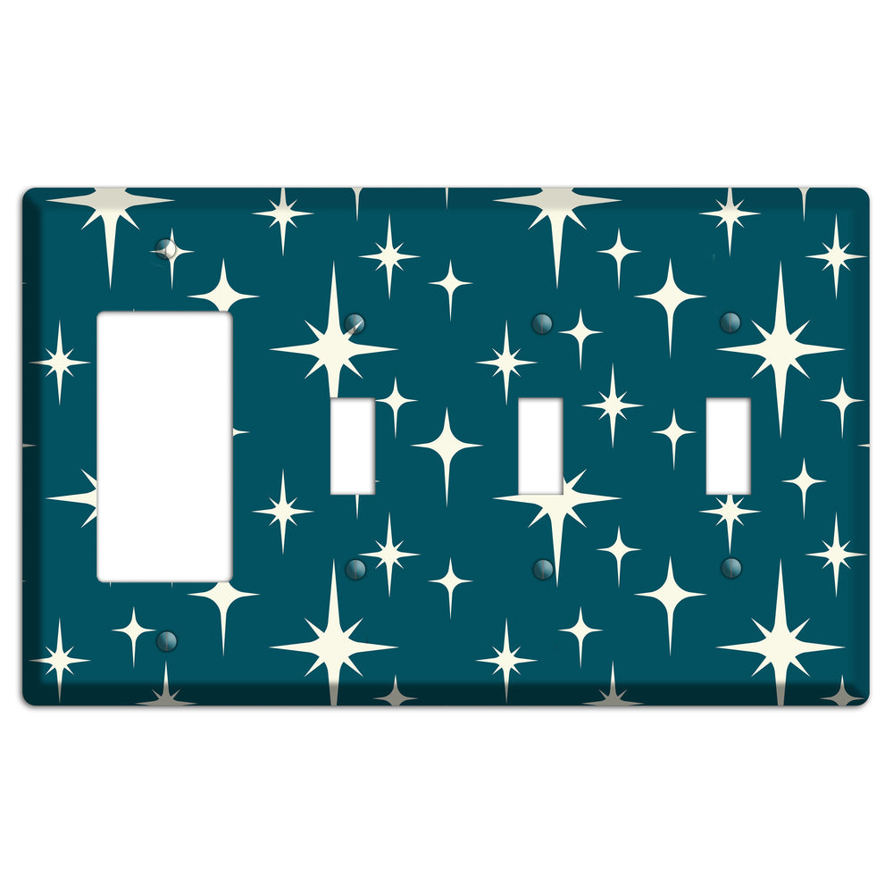 Navy Atomic Diamond Rocker / 3 Toggle Wallplate