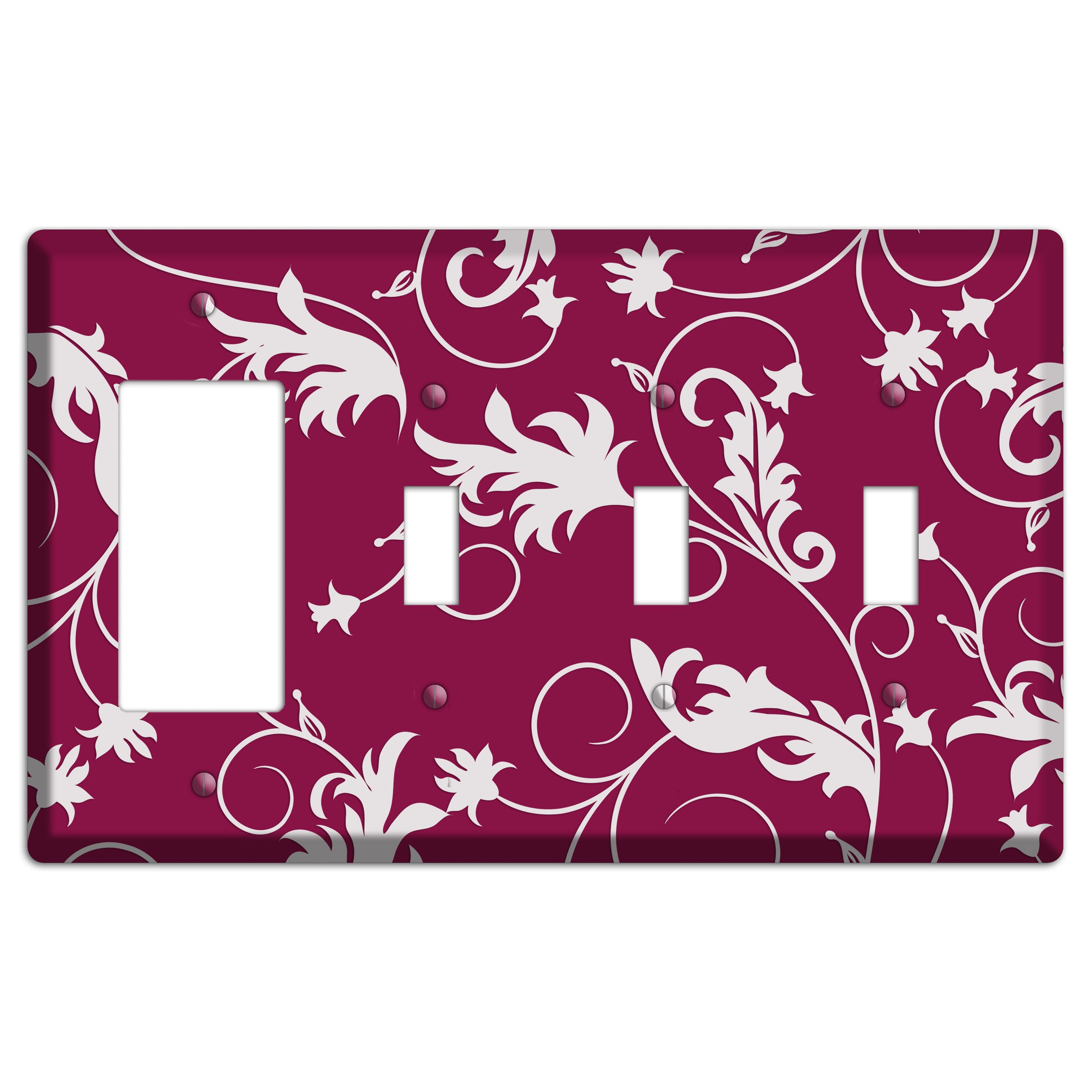 Fuschia Victorian Sprig Rocker / 3 Toggle Wallplate