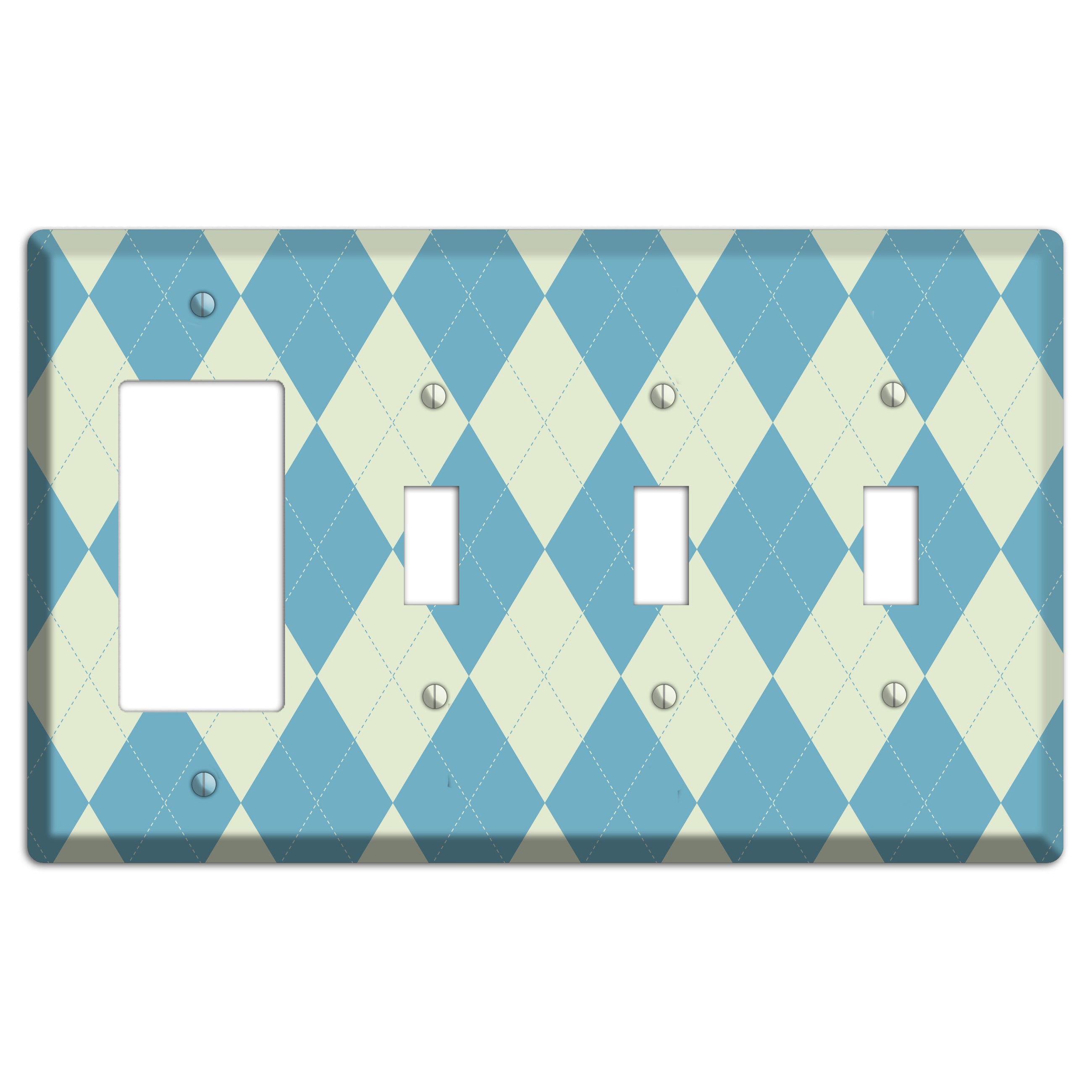 Mustard and Black Plaid Rocker / 3 Toggle Wallplate