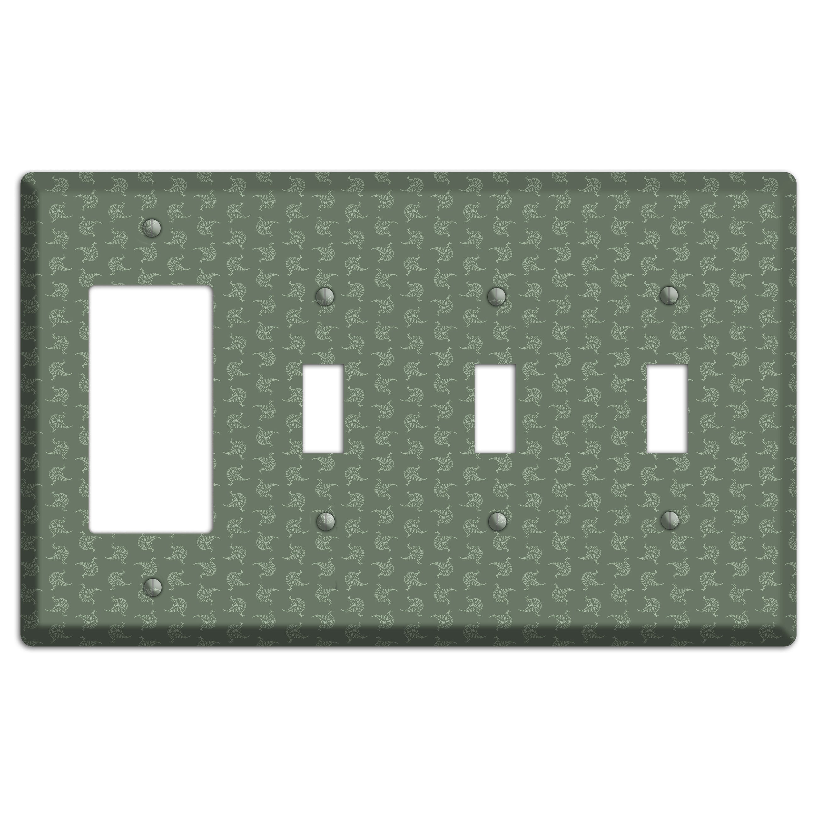 Moss Tiny Trefoil Cartouche Rocker / 3 Toggle Wallplate