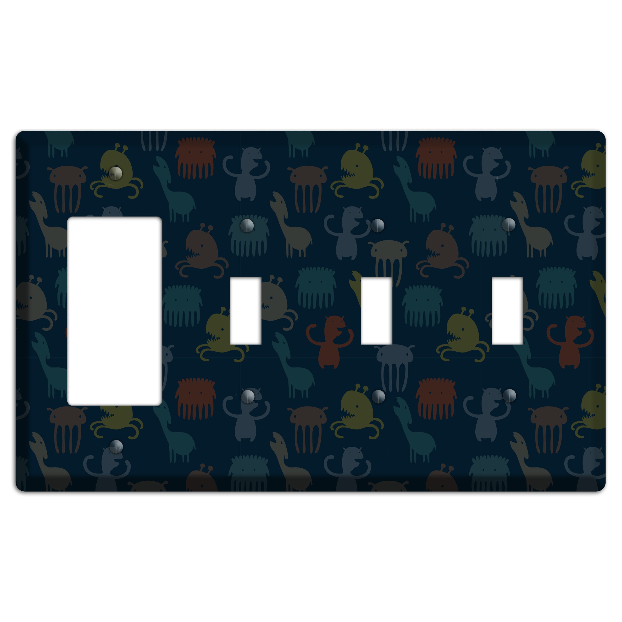 Silly Monsters Black Rocker / 3 Toggle Wallplate