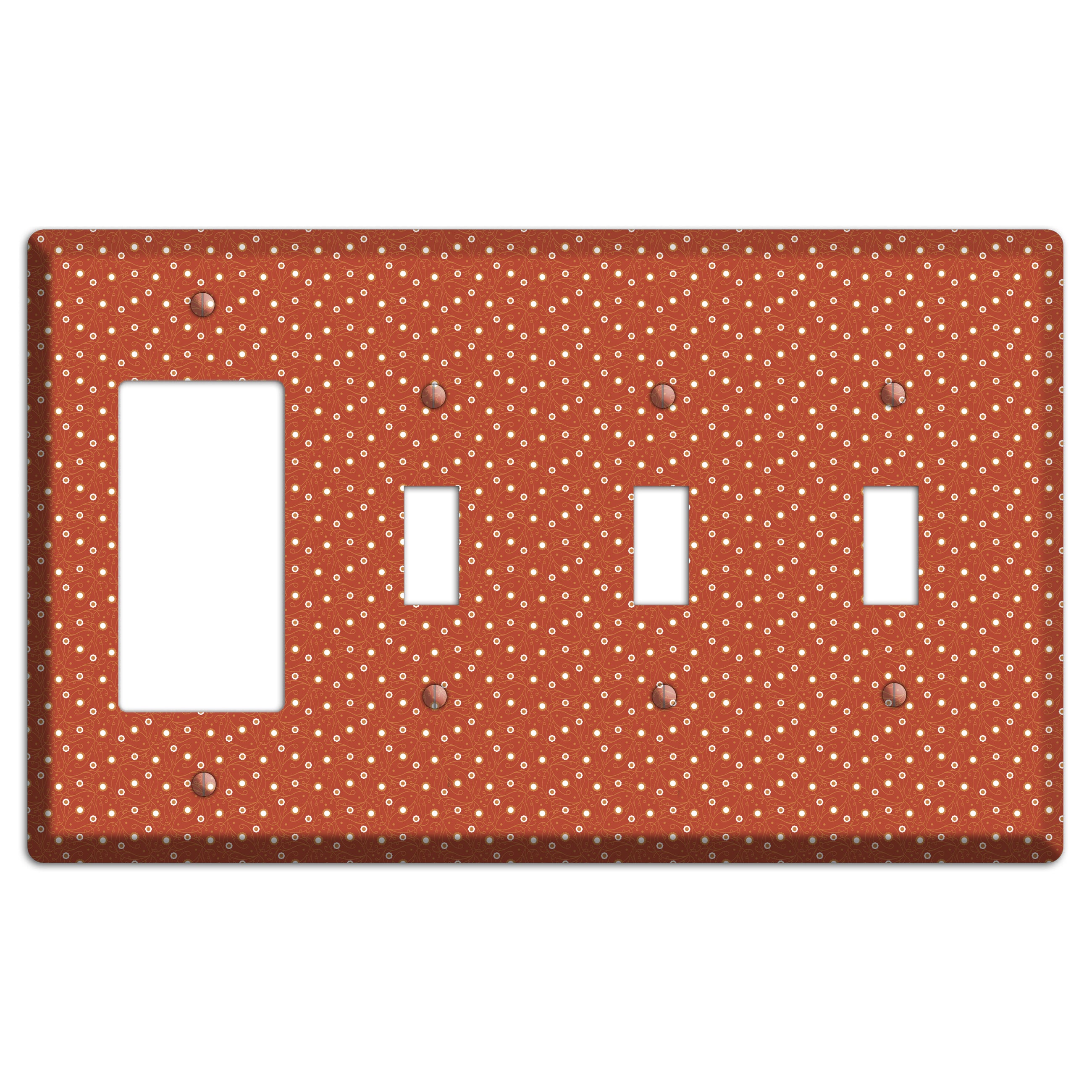 Tiny Red Vine Floral Rocker / 3 Toggle Wallplate