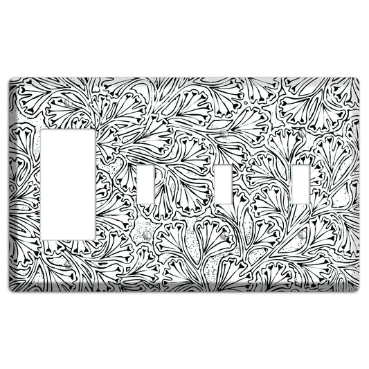 Deco Olive Interlocking Floral Rocker / 3 Toggle Wallplate
