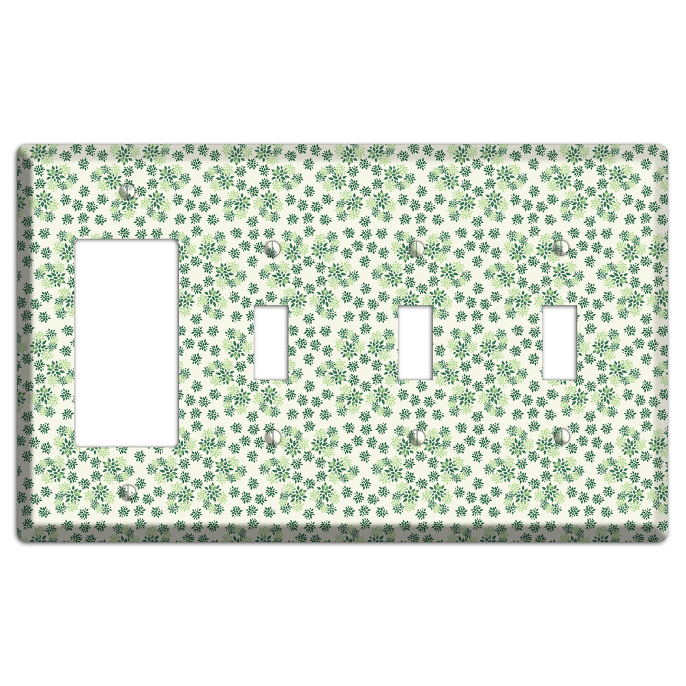 Multi Green Calico Rocker / 3 Toggle Wallplate