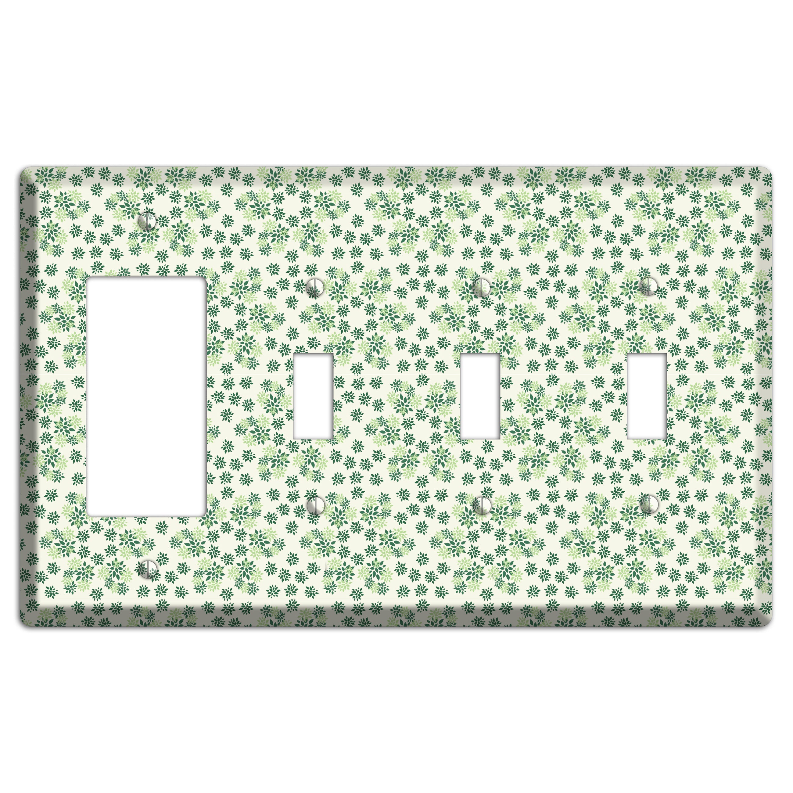 Multi Green Calico Rocker / 3 Toggle Wallplate
