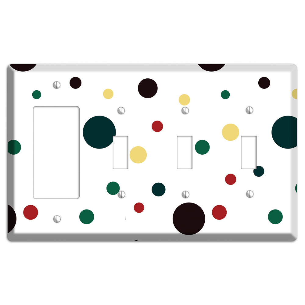 White with Multi Color Medium Dots 2 Rocker / 3 Toggle Wallplate