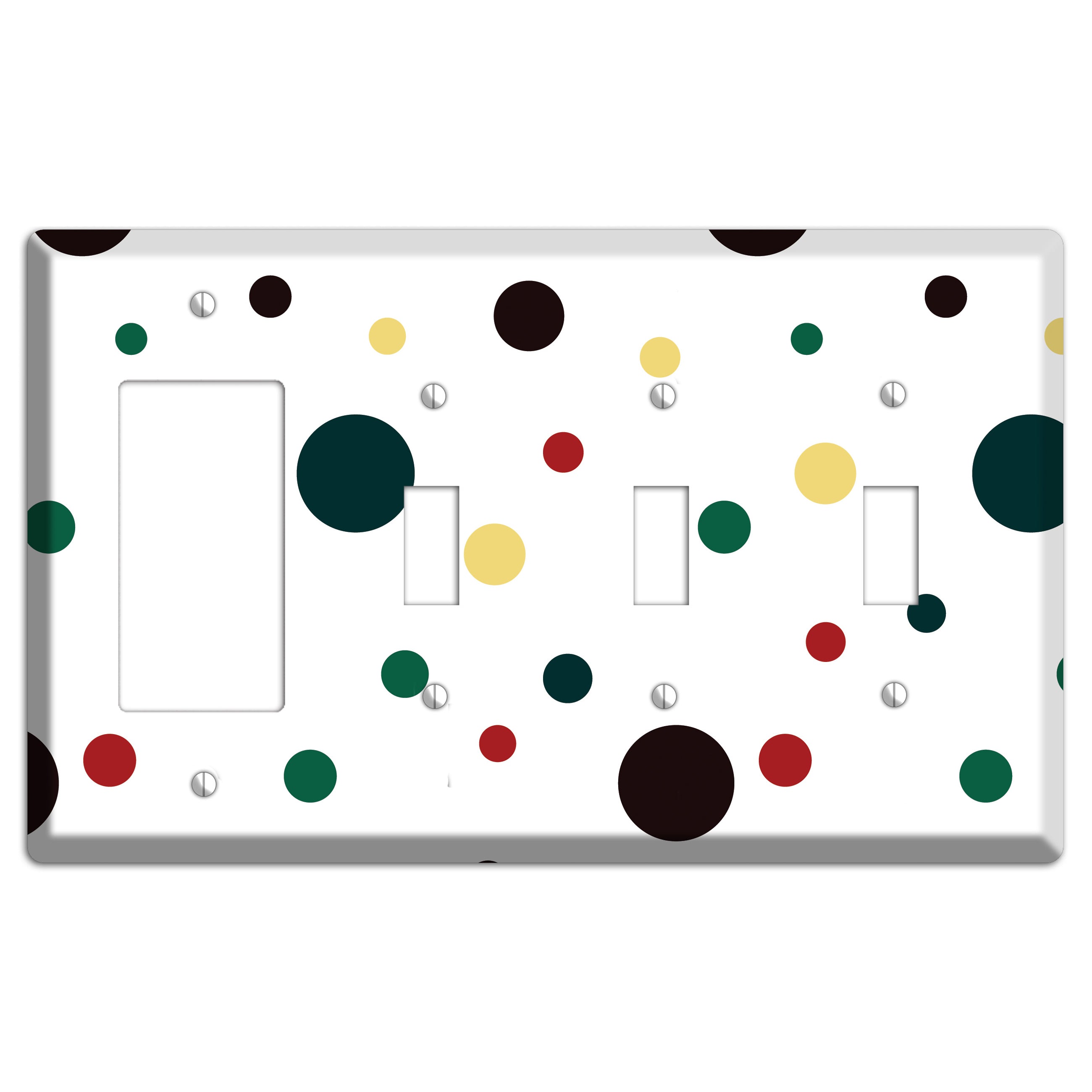 White with Multi Color Medium Dots 2 Rocker / 3 Toggle Wallplate