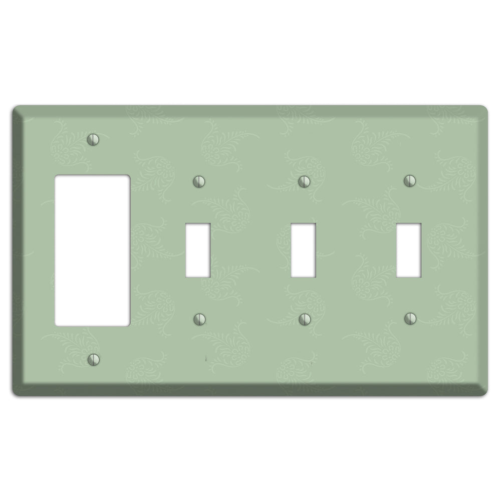 Sage Cartouche Rocker / 3 Toggle Wallplate