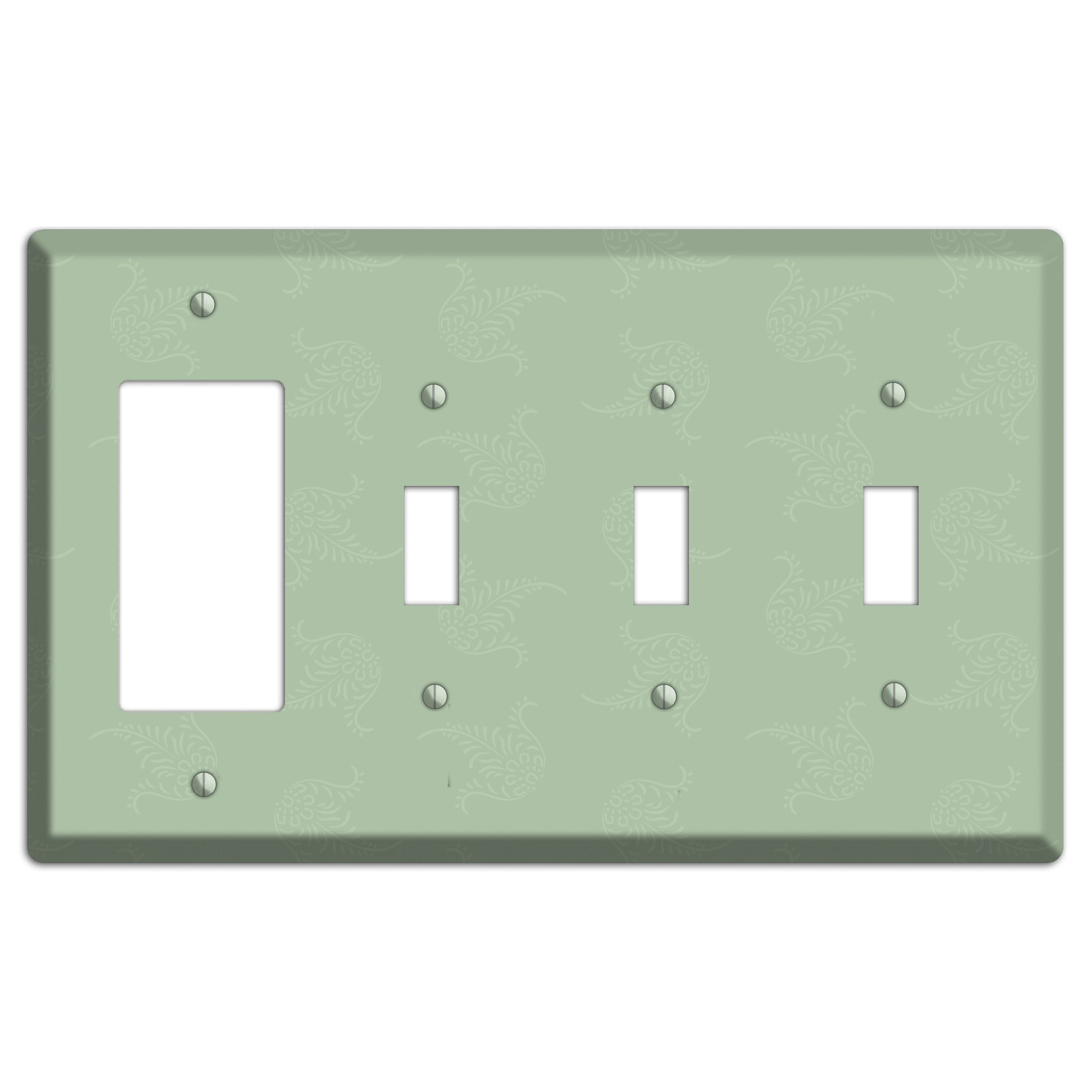 Sage Cartouche Rocker / 3 Toggle Wallplate