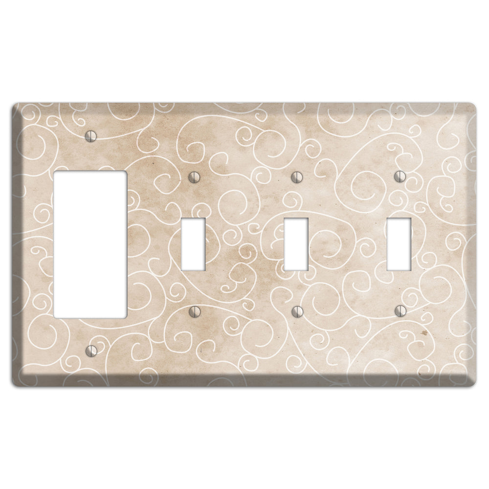 Wafer Neutral Texture Rocker / 3 Toggle Wallplate