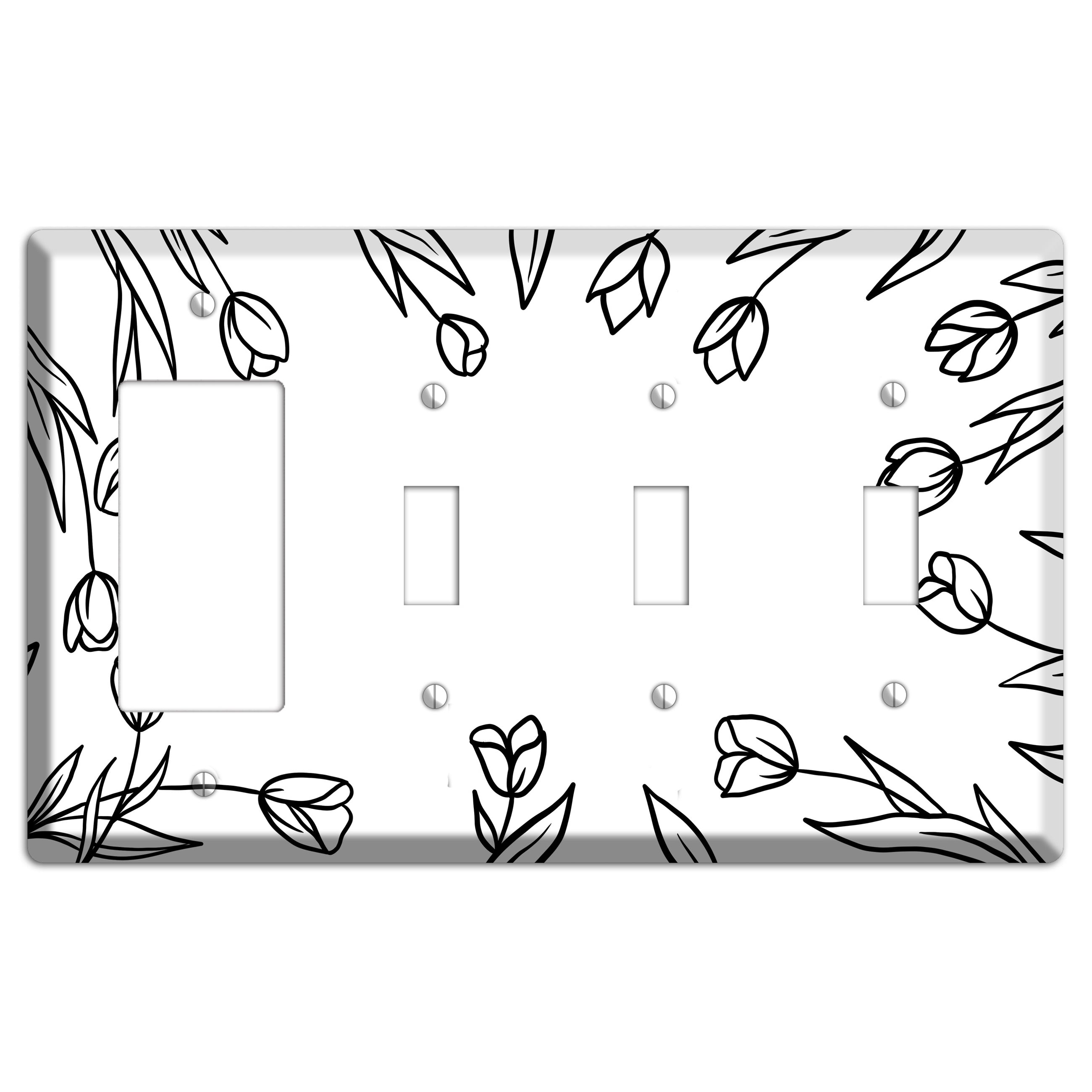 Hand-Drawn Floral 31 Rocker / 3 Toggle Wallplate