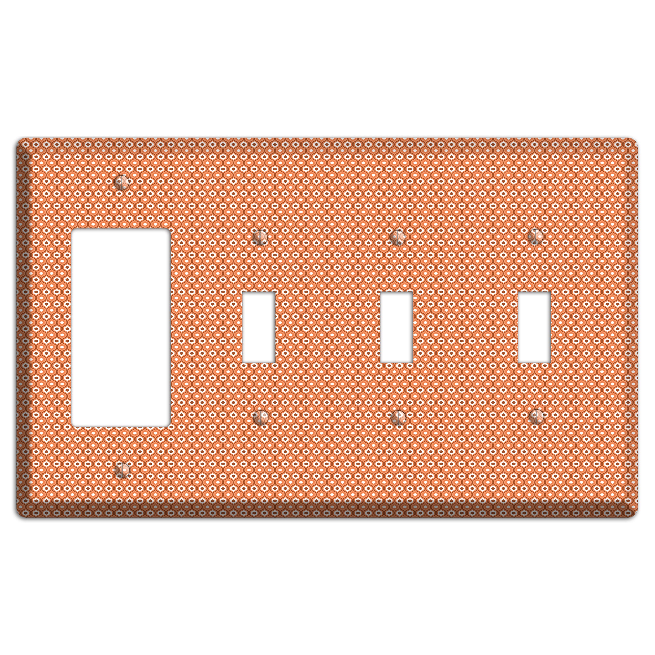 Coral Tiny Double Scallop Rocker / 3 Toggle Wallplate