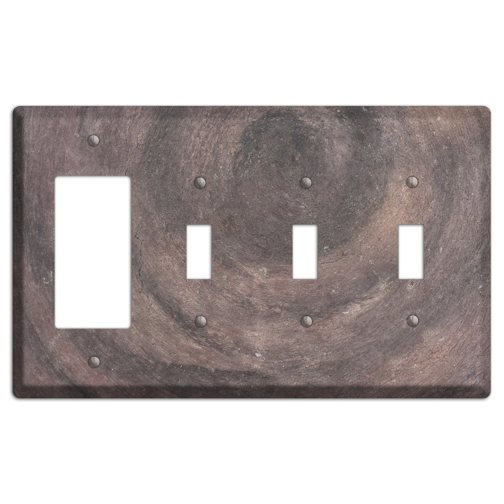 Brown Swirl Concrete Rocker / 3 Toggle Wallplate