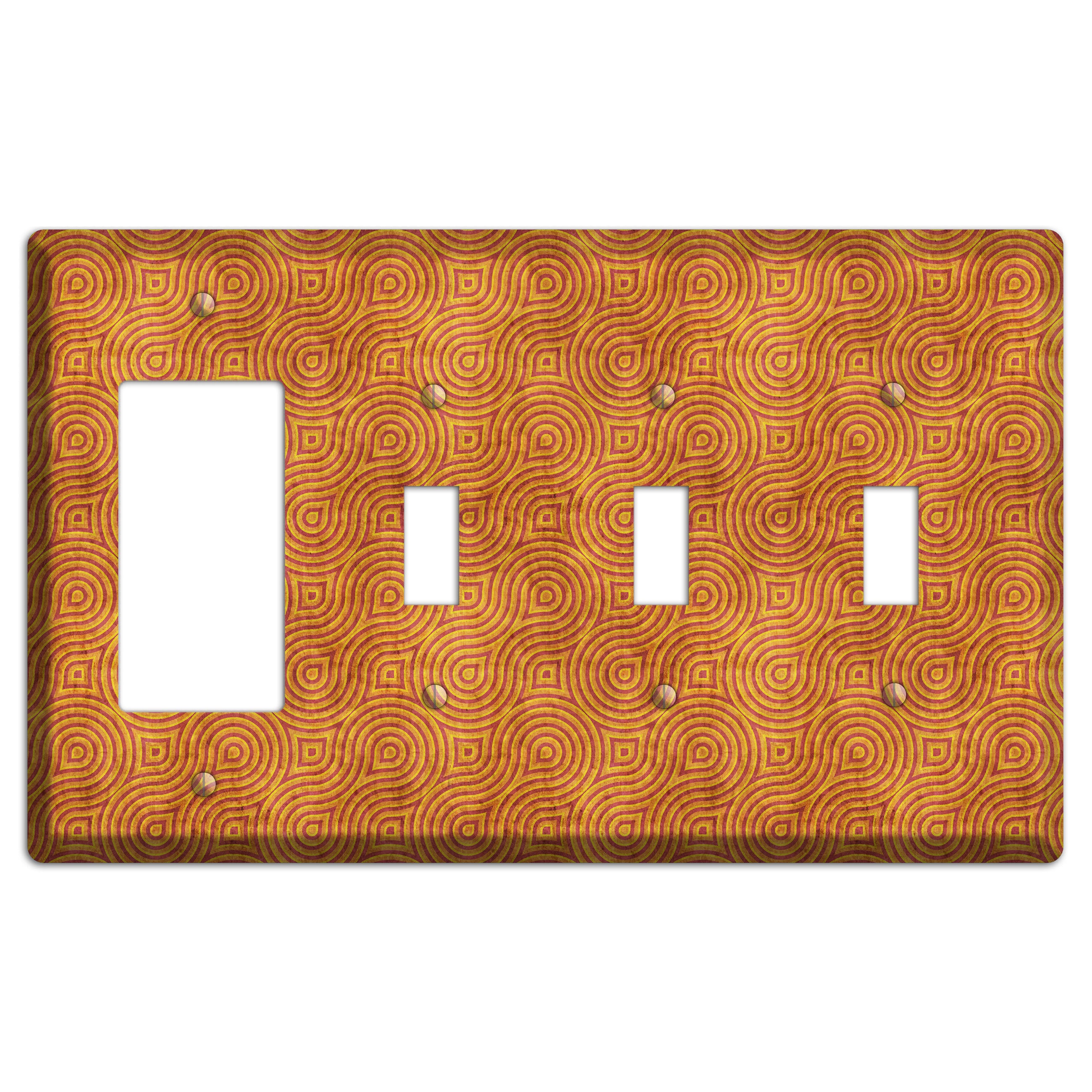 Red and Orange Swirl Rocker / 3 Toggle Wallplate