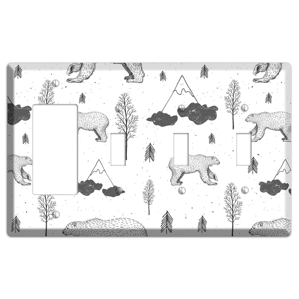 Wildlife Bear Rocker / 3 Toggle Wallplate