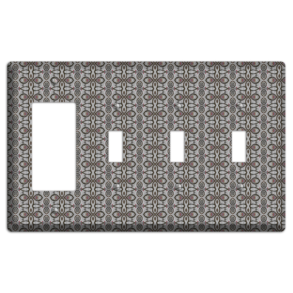 Grey Tapestry Rocker / 3 Toggle Wallplate