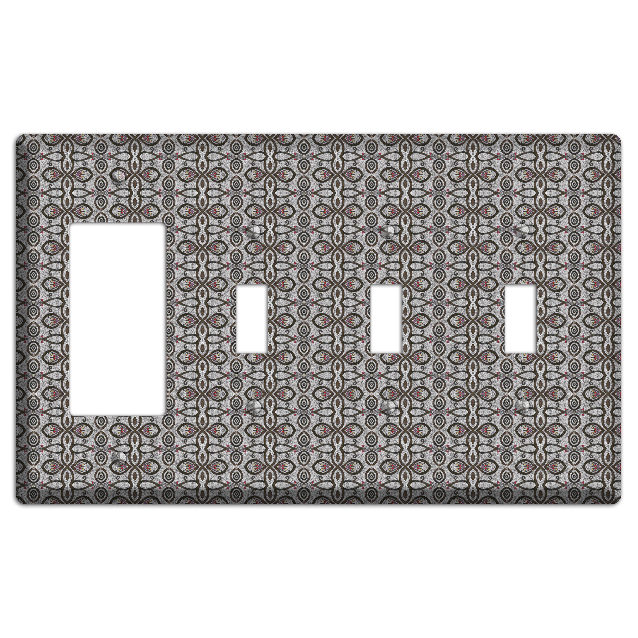 Grey Tapestry Rocker / 3 Toggle Wallplate