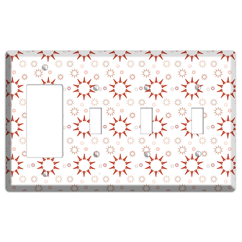 Maroon Retro Burst Rocker / 3 Toggle Wallplate