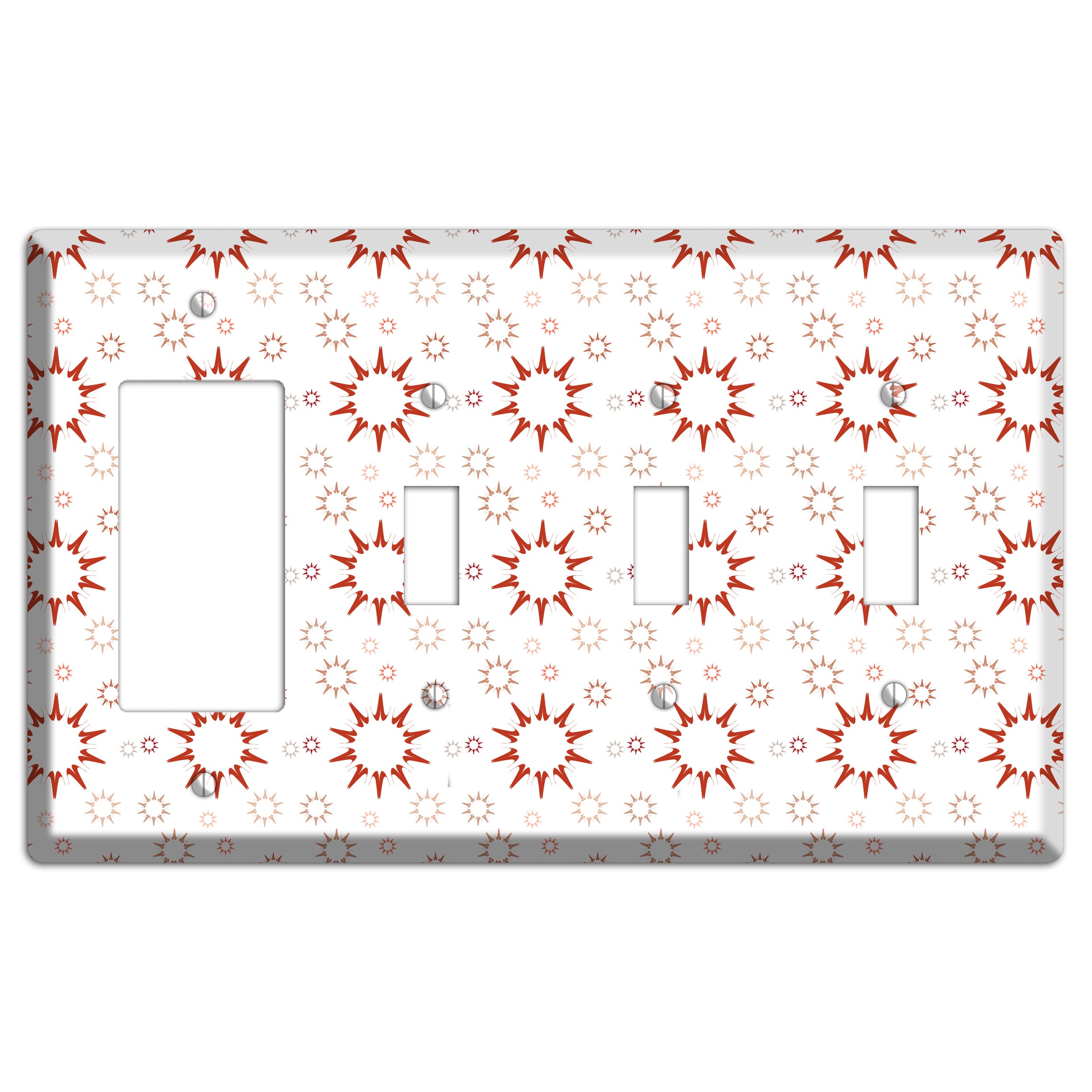 Maroon Retro Burst Rocker / 3 Toggle Wallplate