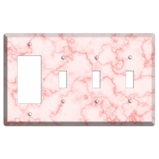 Pink Stained Marble Rocker / 3 Toggle Wallplate