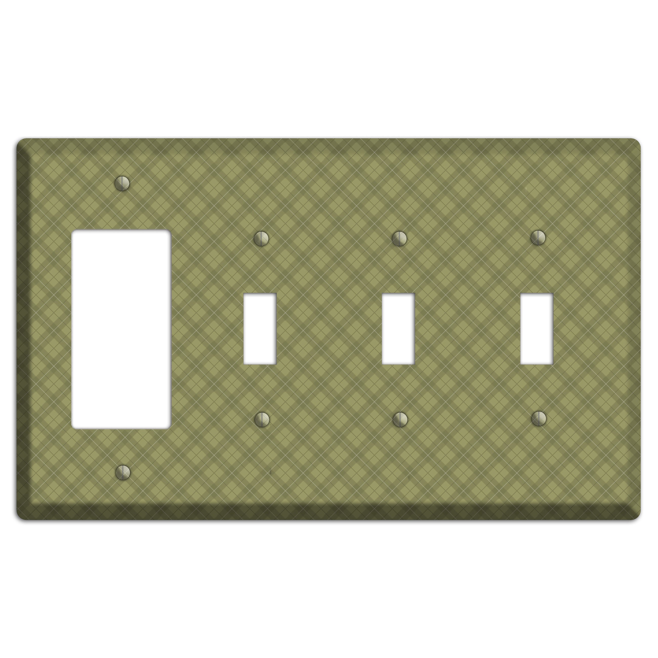Green Plaid Rocker / 3 Toggle Wallplate