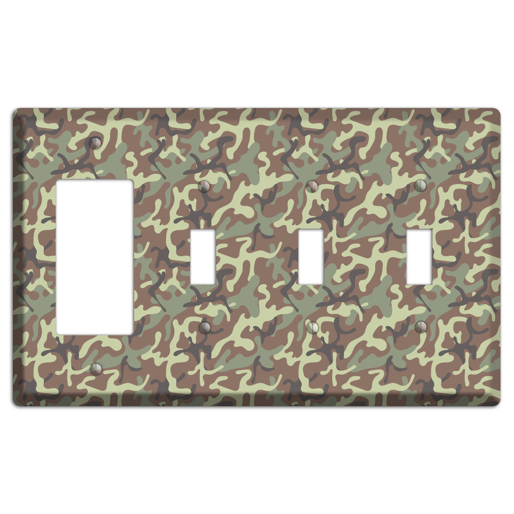 Jungle 1948 Camo Rocker / 3 Toggle Wallplate