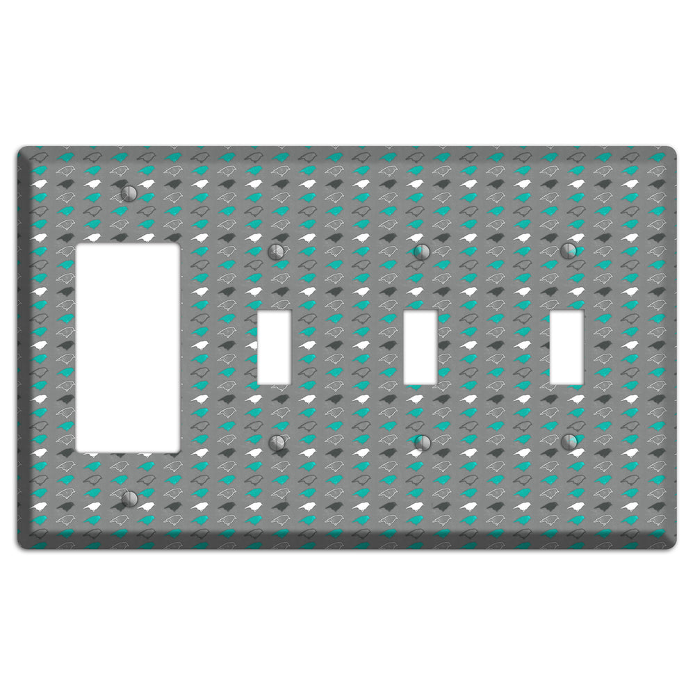 Grey with Small Green Birds 2 Rocker / 3 Toggle Wallplate