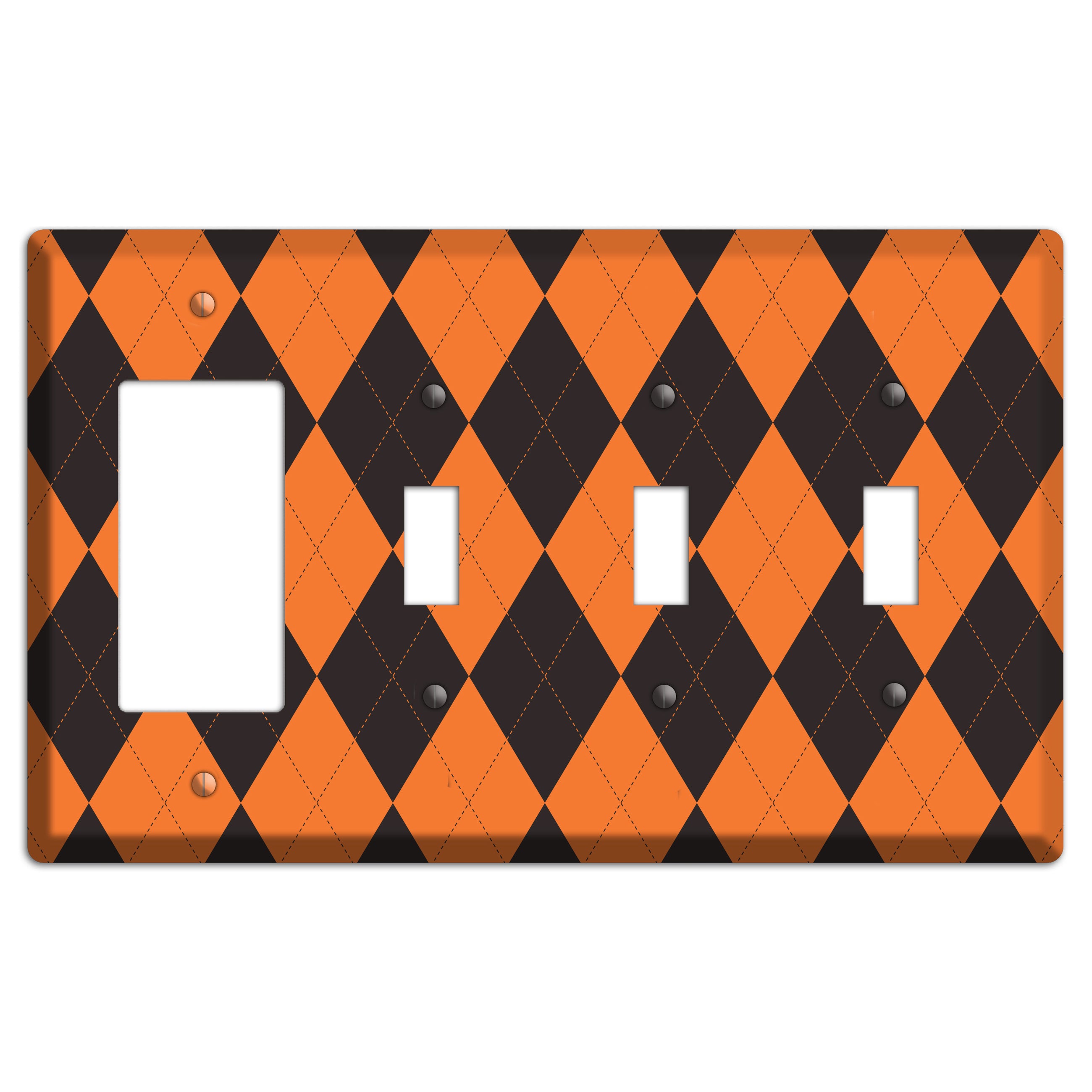 Orange Argyle Rocker / 3 Toggle Wallplate