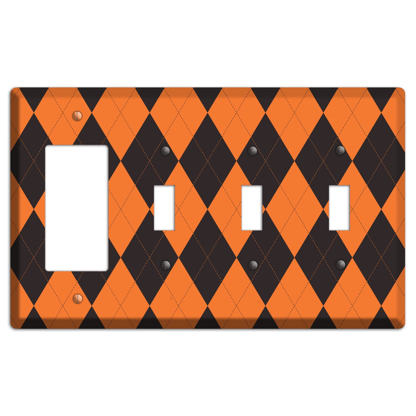Orange Argyle Rocker / 3 Toggle Wallplate